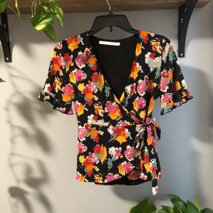 Zara wrap around floral blouse
